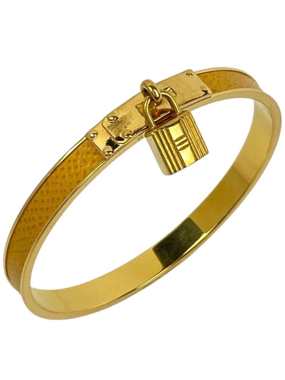 Hermes Bangle Kelly Leather Yellow Gold Bracelet